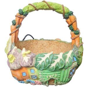 Large 3D Resin Decorative Basket Vegetable Theme Cabbage Carrots 4" Deep